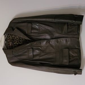 Olive Green Danier Leather Jacket size L